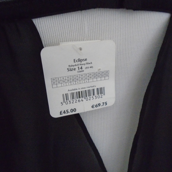 Ann Summers Halter Navy Black Babydoll Size UK 14 - Picture 5 of 6